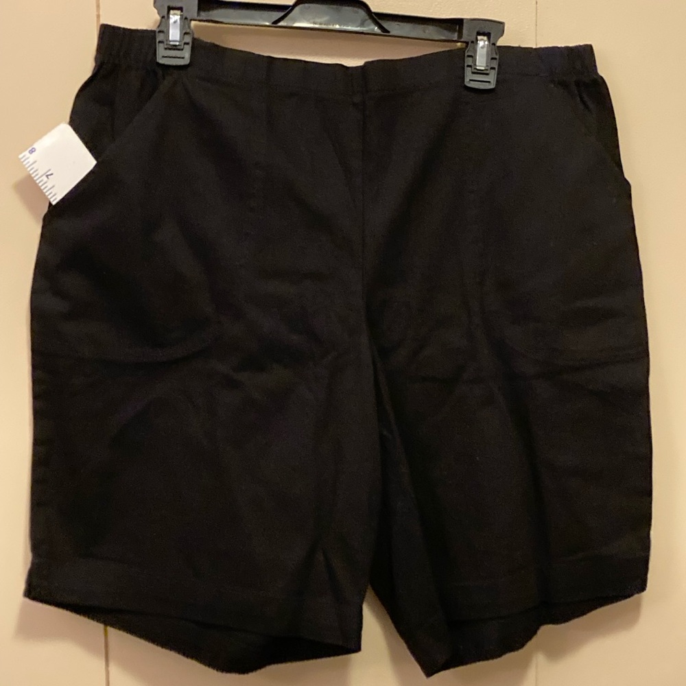 🐸 Just My Size Black Cotton Elastic Waist SHORTS w/Pockets Sz 18W/20W NWT